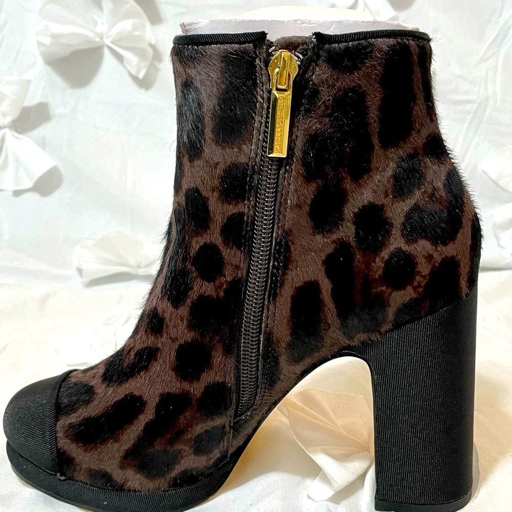 Karl Lagerfeld Paris Lainey Leopard-print Calf Hair Platform Booties